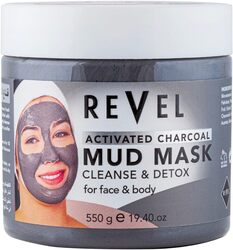 Revel Face & Body Care Activated Charcoal Mud Mask For Men & Women 550g, Cleanse & Detox For Face And Body, Soft & Smooth, Healthy & Beauty